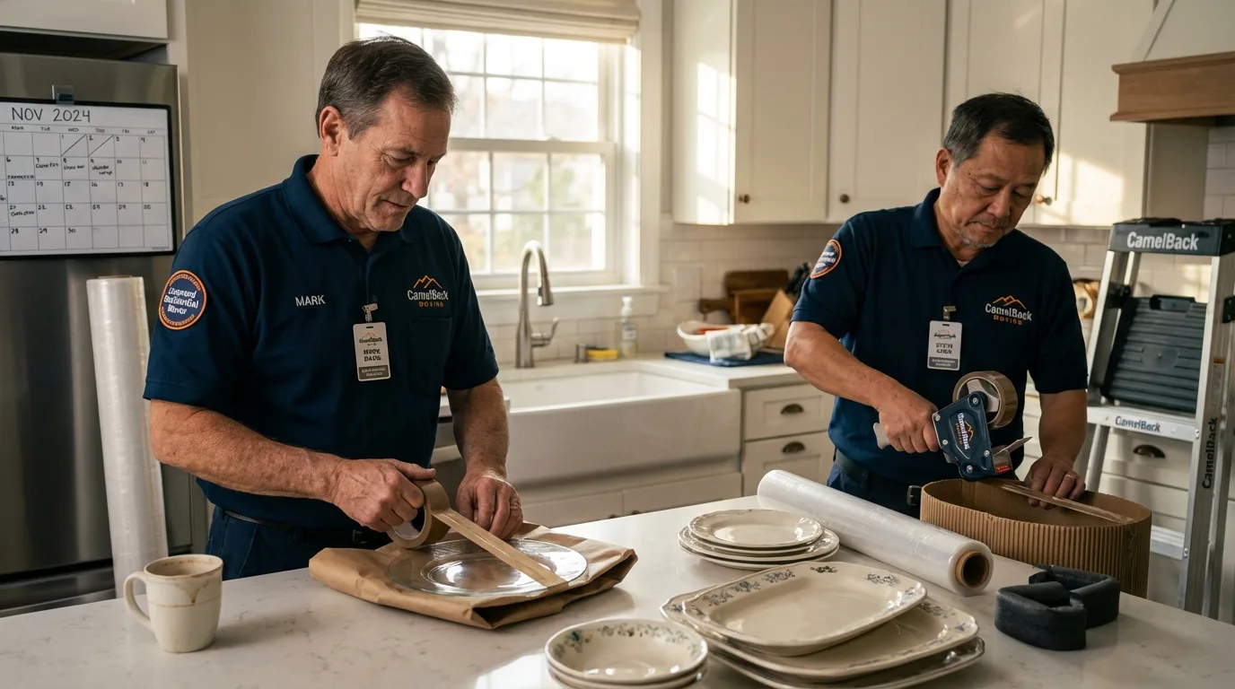 Professional crew packing kitchen dishware in Yadkinville, NC